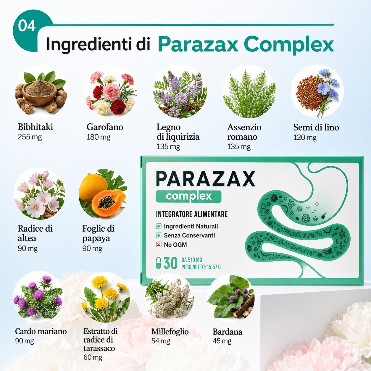 Parazax Complex e i suoi ingredienti vegetali